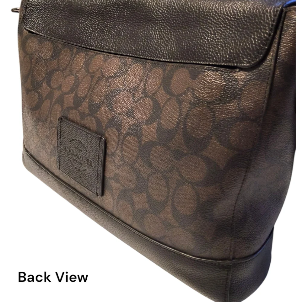 Coach Hudson Messenger Bag in Signature Canvas Black Brown - Academia Work Bag